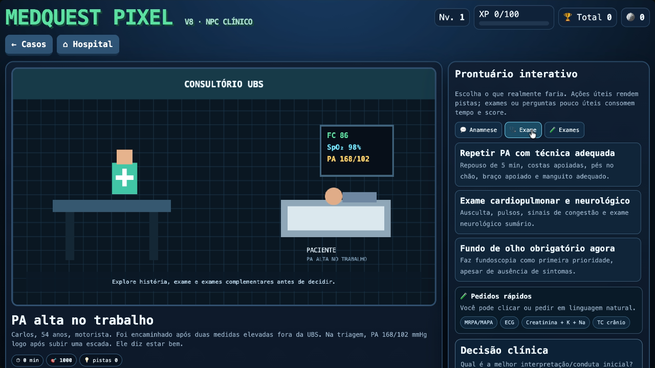 MedQuest Pixel V8 — NPC Clínico